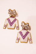 Derby Jockey Silks Earrings - White & Purple