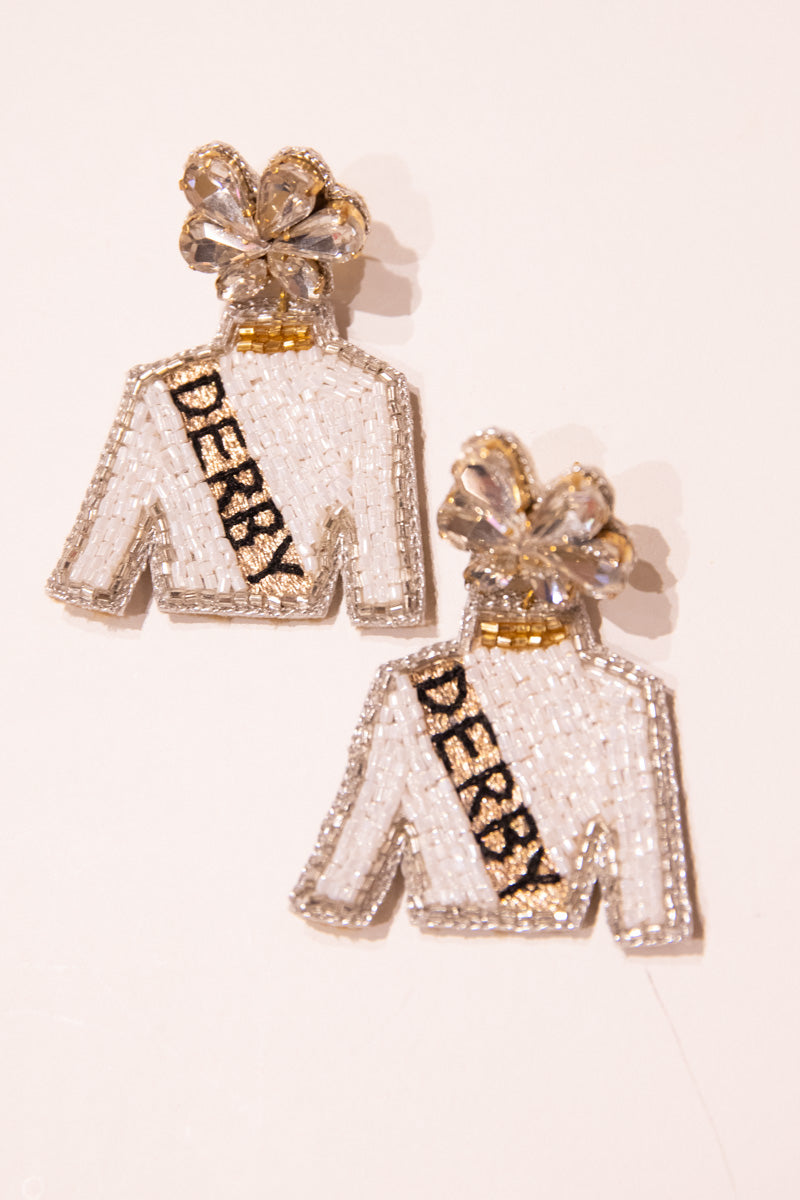 Derby Jockey Silks Earrings - Gold Sash - FINAL SALE