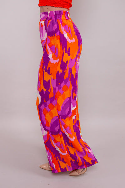 Cora Flowy Pants - Orange & Purple