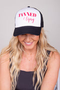 Tanned & Tipsy Trucker Hat - Black