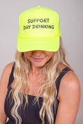Support Day Drinking Trucker Hat - Neon Yellow