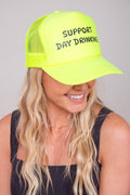 Support Day Drinking Trucker Hat - Neon Yellow