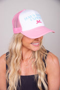 Jesus Saves I Spend Trucker Hat - Pink