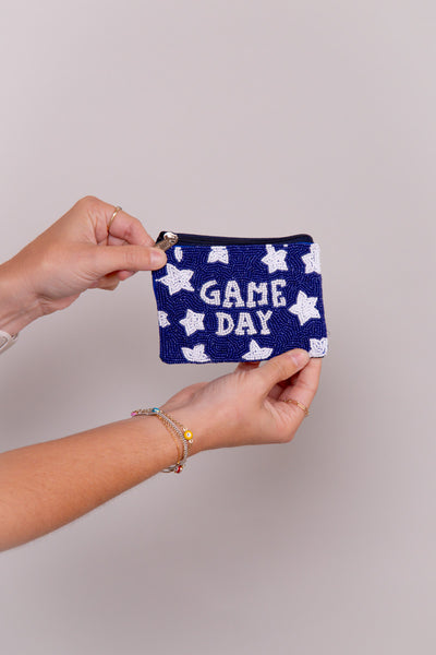 Royal Blue Game Day Star Beaded Coin Purse - FINAL SALE