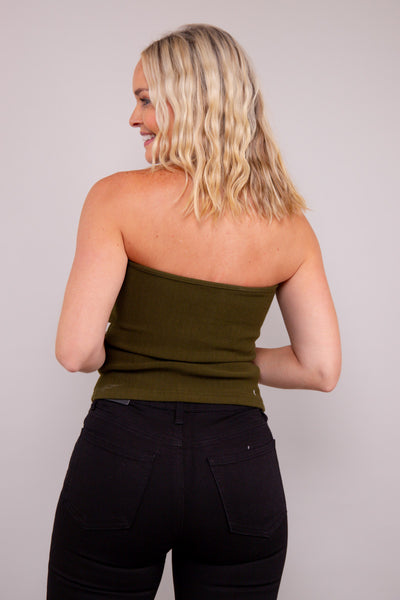 Sweetheart Strapless Top-Olive