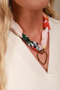 Open Heart Spotted Scarf Necklace