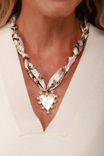 Pearl Heart Scarf Necklace