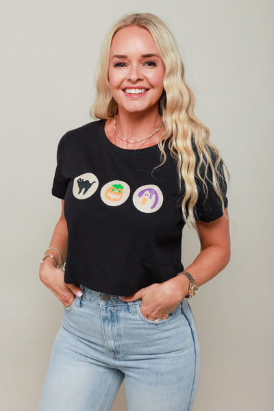 Halloween Cookie Cropped Graphic Tee FINAL SALE