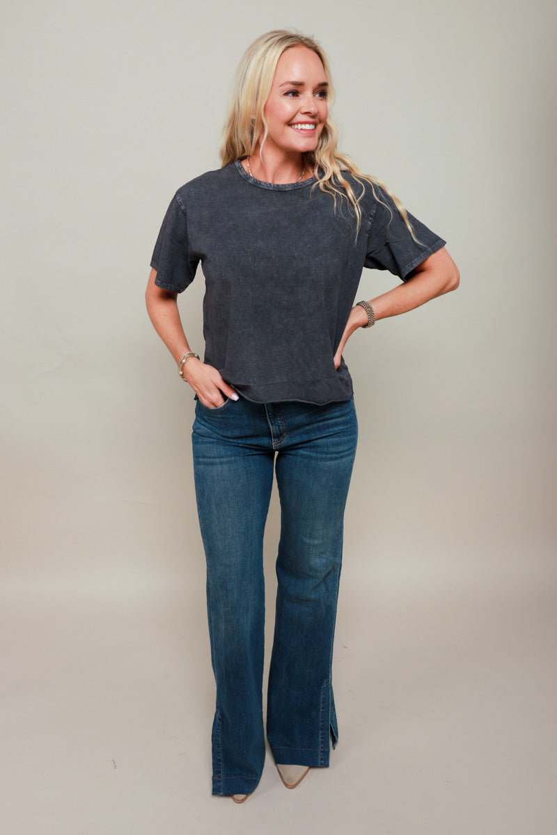 Boxy Tee - Mineral Wash Black