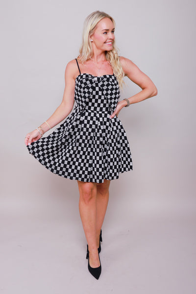 Midnight Weave Bow Mini Dress