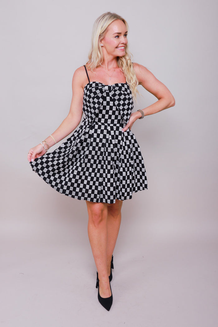 Midnight Weave Bow Mini Dress