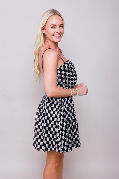 Midnight Weave Bow Mini Dress