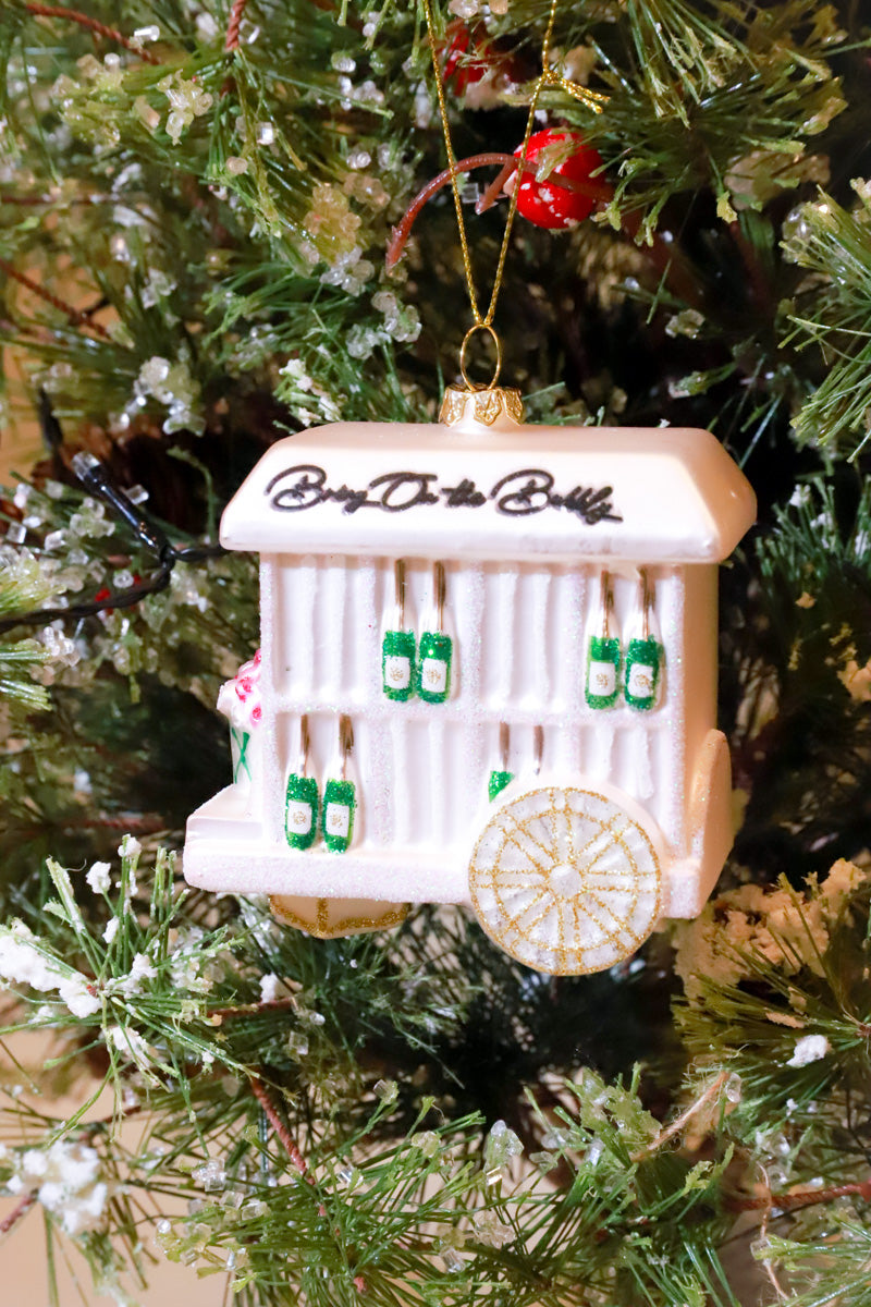 Bubbly Cart Glass Ornament