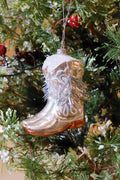 Cowboy Boots Glass Ornament