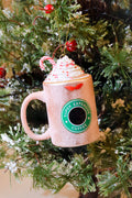 Peppermint Coffee Glass Ornament