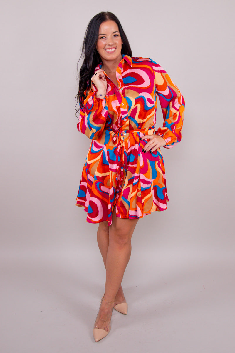 Alexis Dress-Retro Swirls