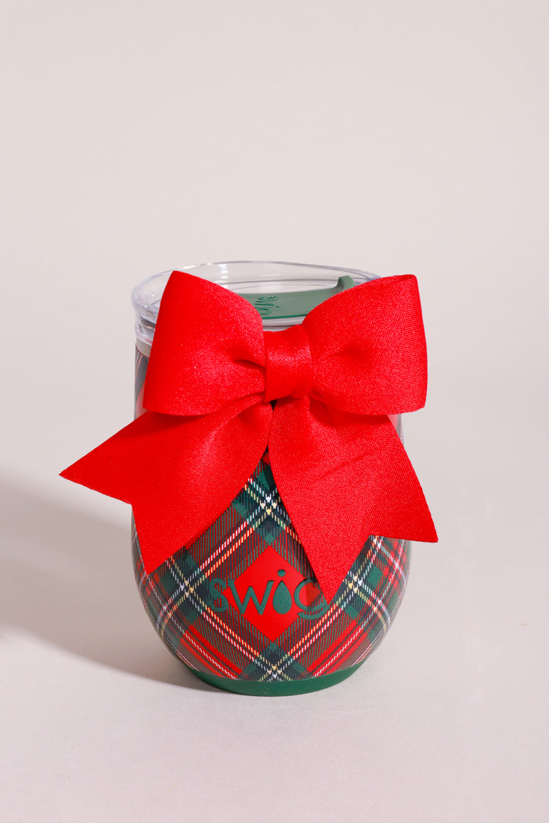 Christmas Plaid Stemless Wine Cup 12oz
