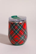 Christmas Plaid Stemless Wine Cup 12oz