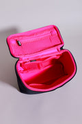 KUSSHI Small Neoprene Train Case-Black/Pink