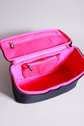 KUSSHI Large Neoprene Train Case-Black/Pink