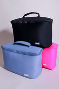 KUSSHI Large Neoprene Train Case-Black/Pink