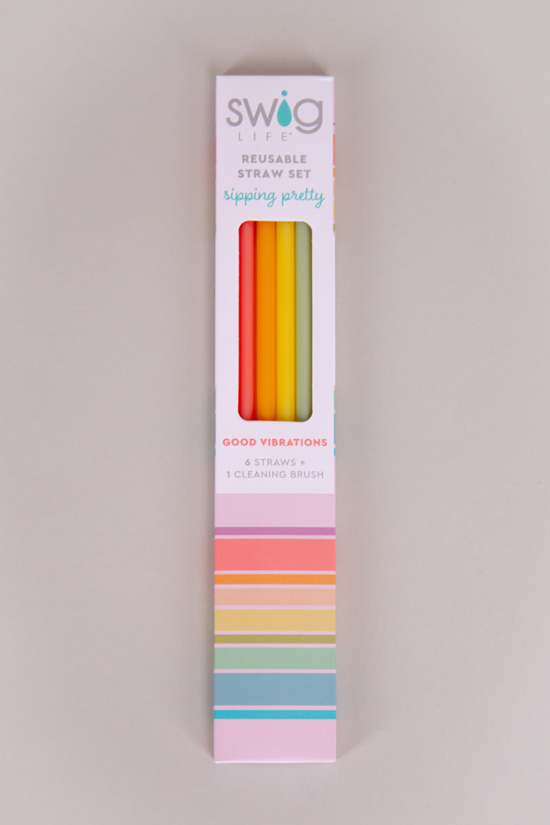 Swig Good Vibrations Rainbow Reusable Straw Set
