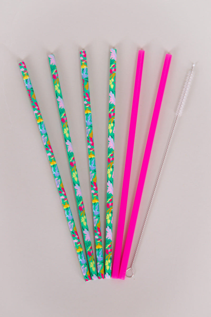 Swig Paradise + Hot Pink Reusable Straw Set