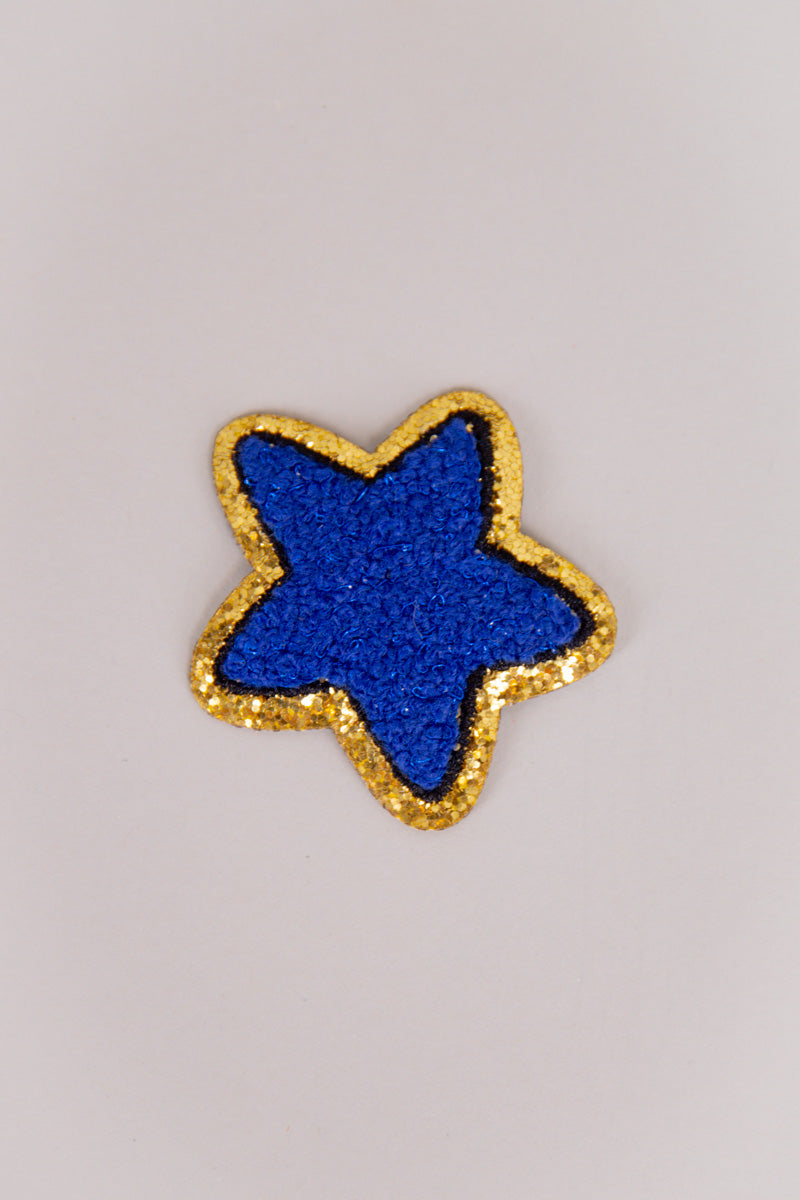 Chenille Star Adhesive Patches-Royal Blue 2"
