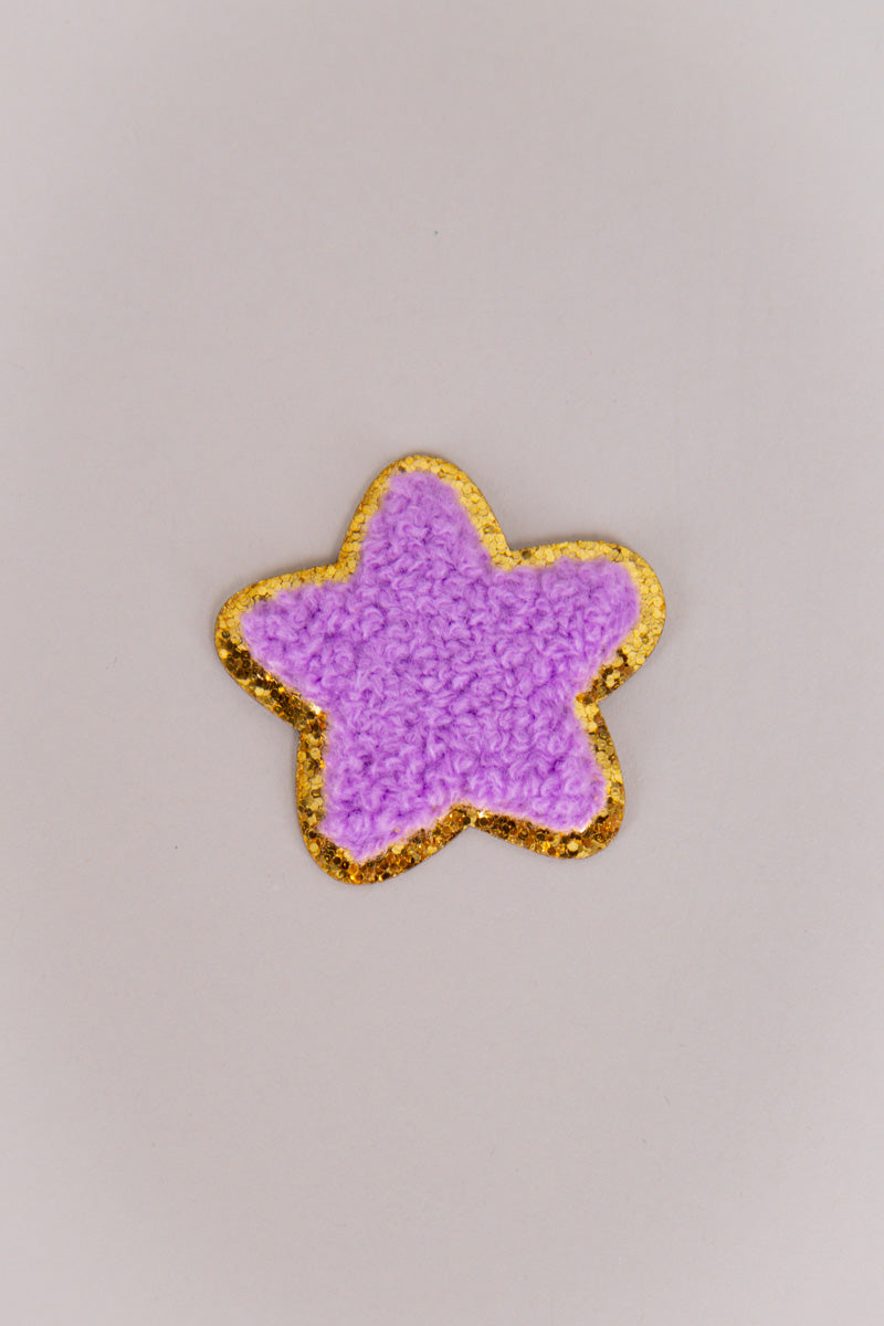Chenille Star Adhesive Patches-Purple 2"
