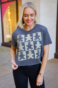 Checkered Gingebread Graphic Tee - Charcoal Gray