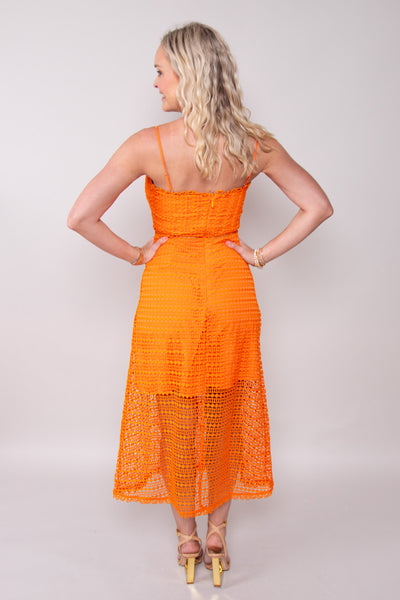 Mandarin Lace Midi Dress (Small)