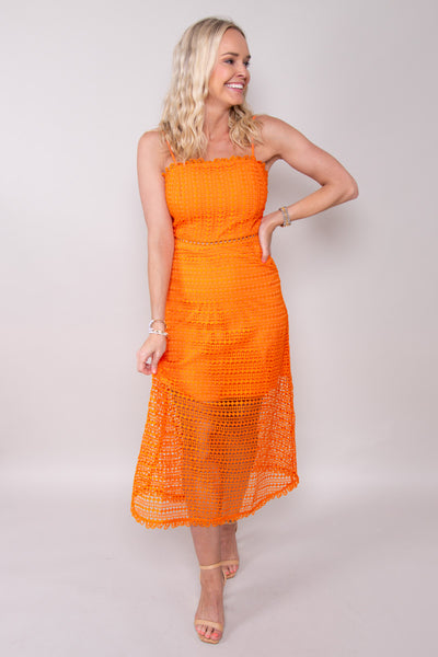 Mandarin Lace Midi Dress (Small)