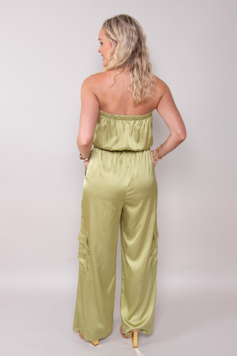 Quinn Cargo Jumpsuit-Avocado