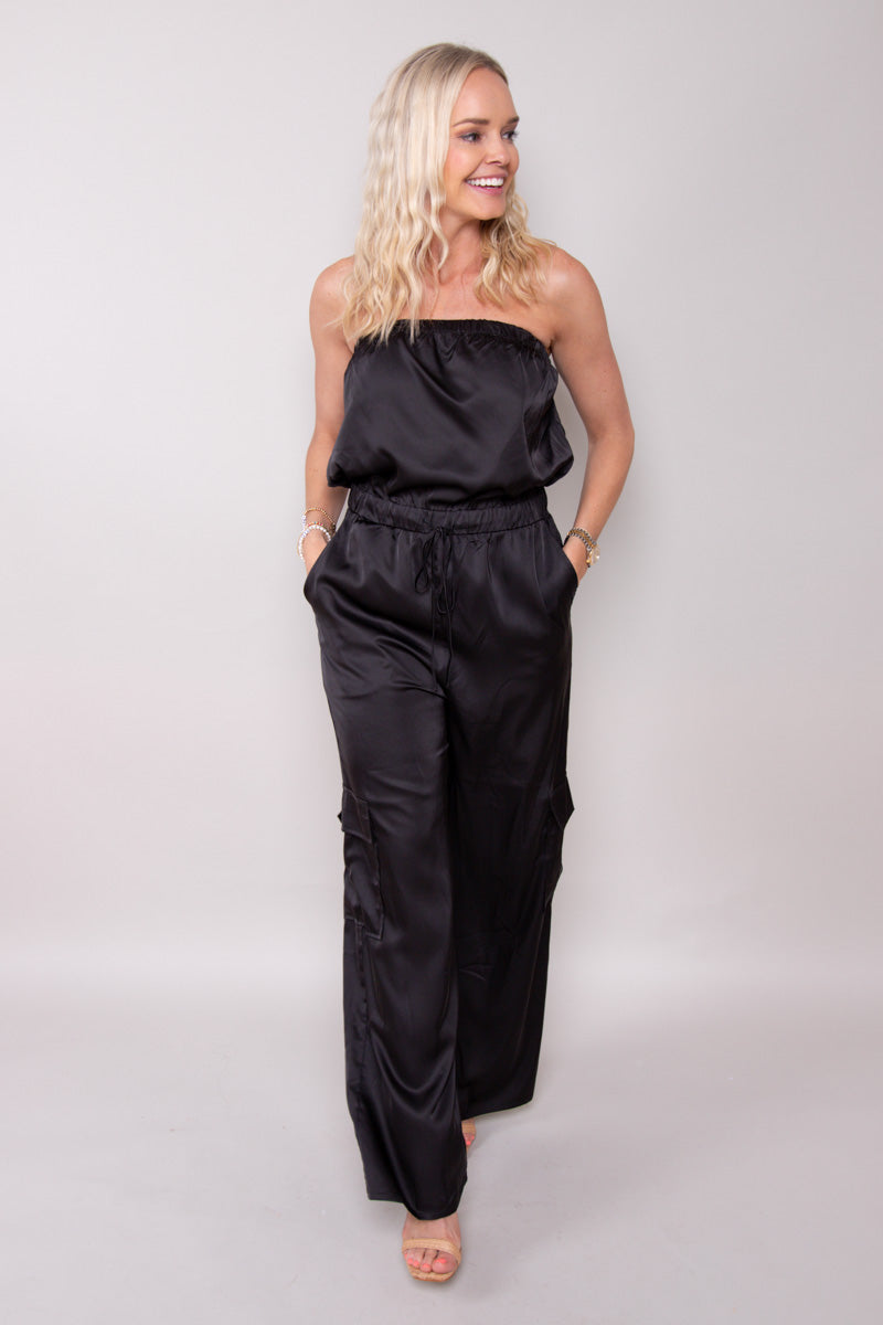 Quinn Cargo Jumpsuit-Black