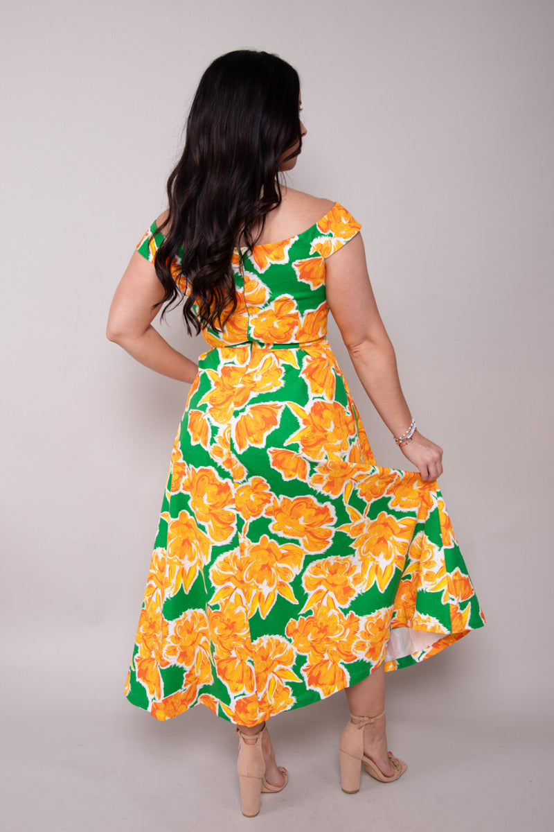 Citrus Blossom Midi Dress