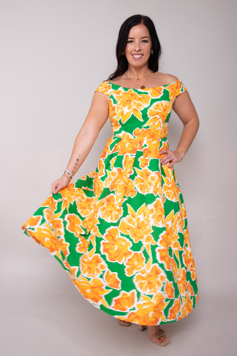 Citrus Blossom Midi Dress