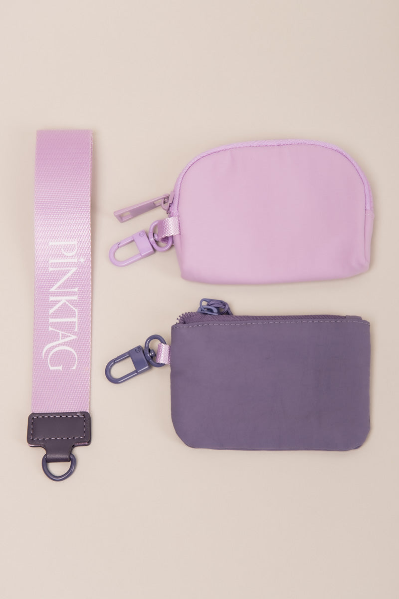 Two Pouch PinkTag Wristlet- Purple & Lavender