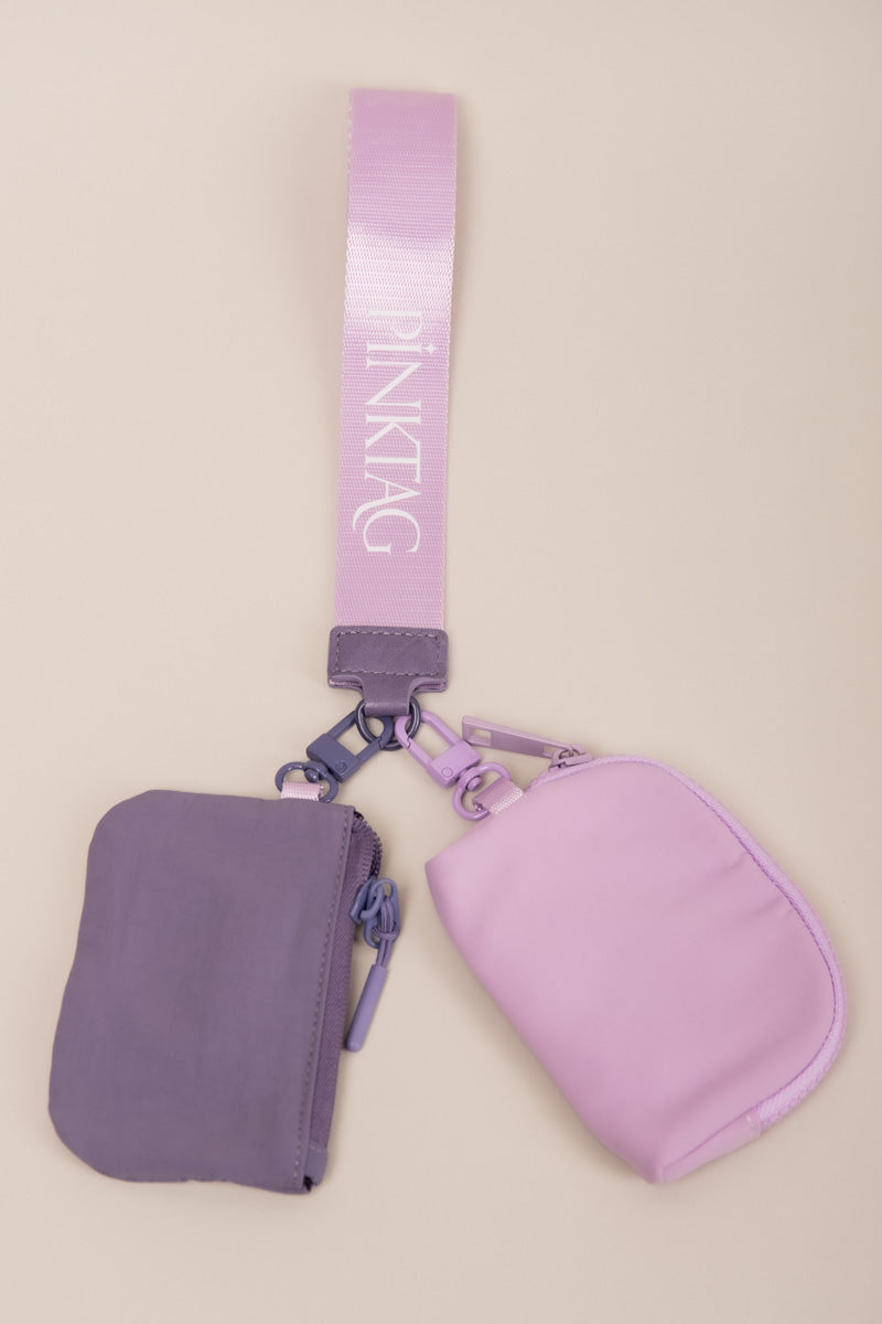 Two Pouch PinkTag Wristlet- Purple & Lavender