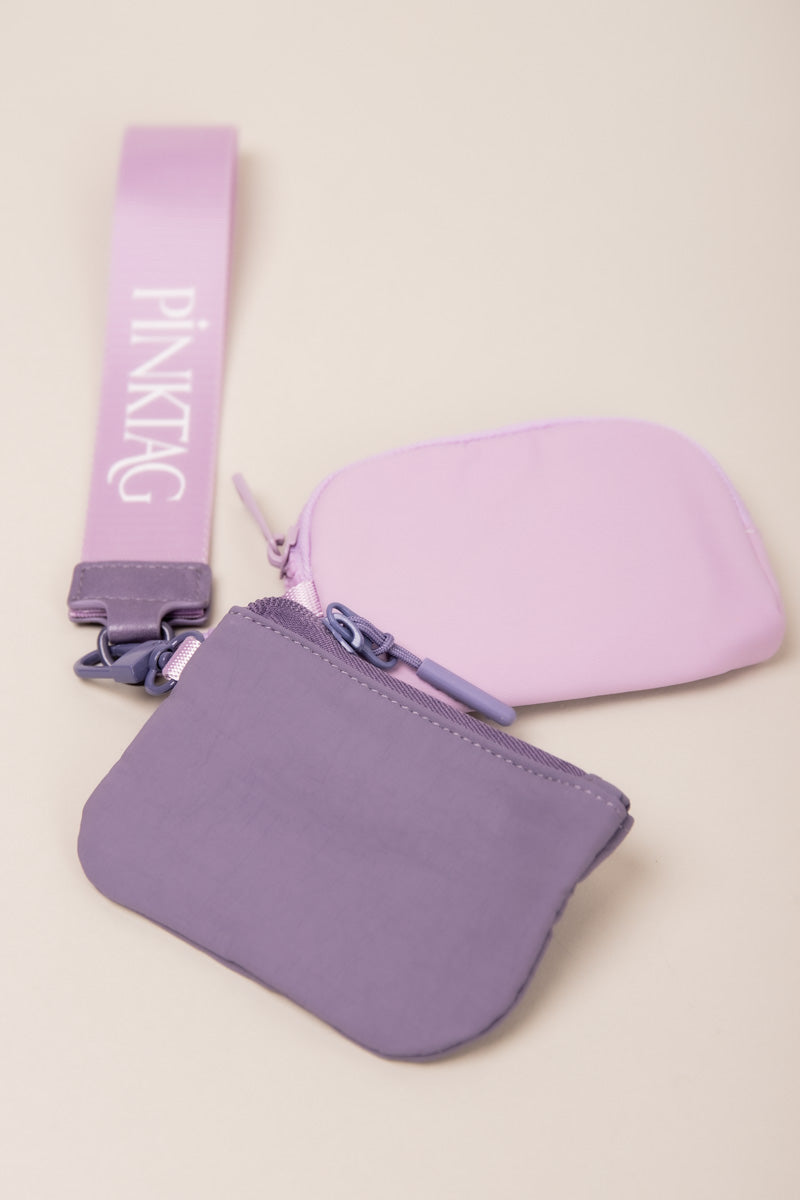 Two Pouch PinkTag Wristlet- Purple & Lavender