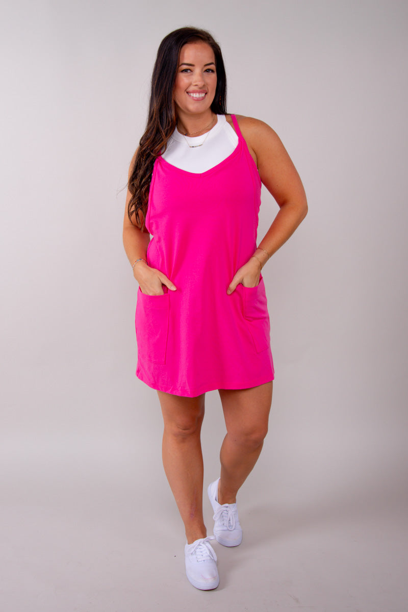 Lainey Romper Dress - Fuchsia