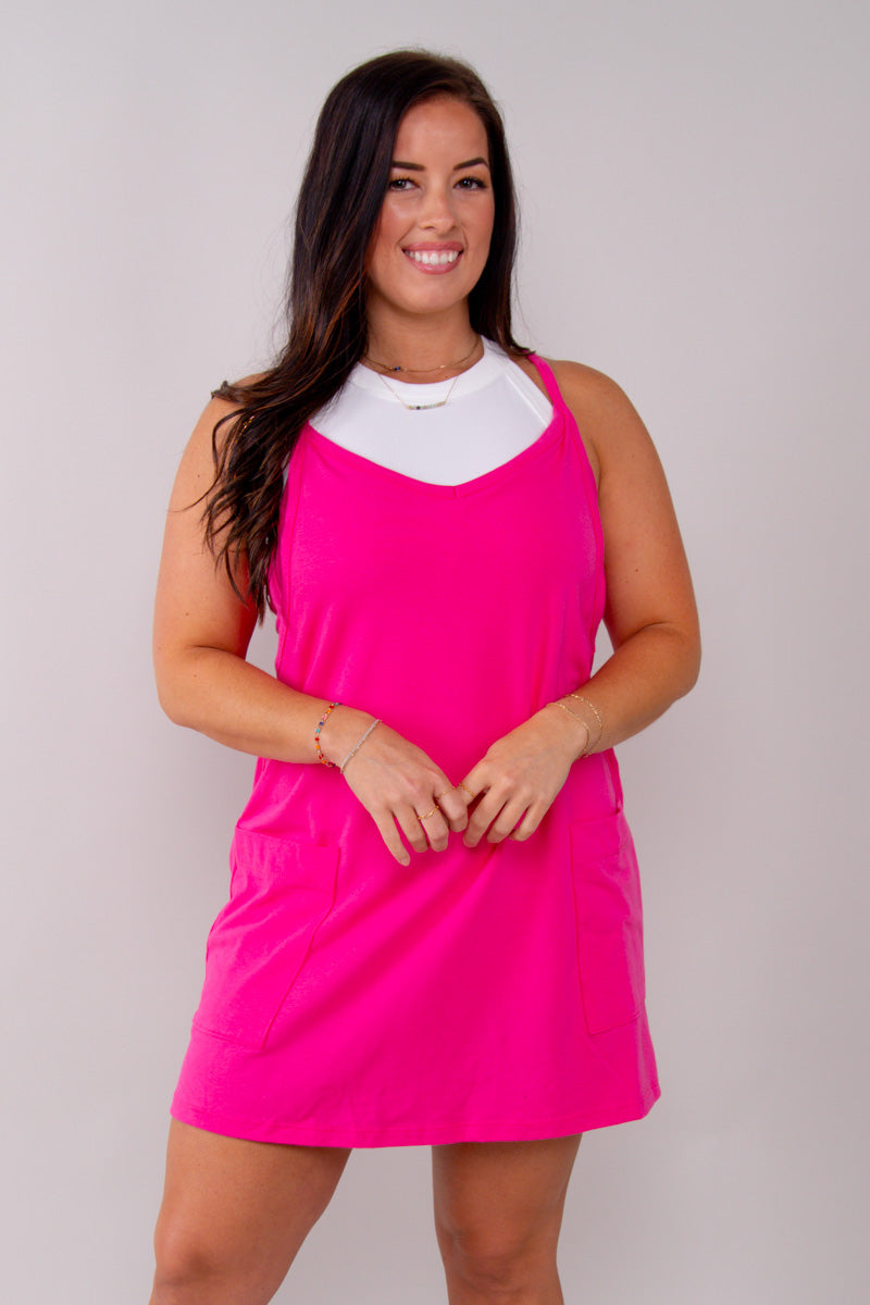 Lainey Romper Dress - Fuchsia