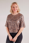 Sequin Cheetah Crewneck Top
