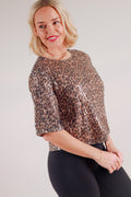 Sequin Cheetah Crewneck Top
