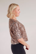 Sequin Cheetah Crewneck Top