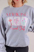 Mahjong Social Club Crewneck Sweatshirt- Gray