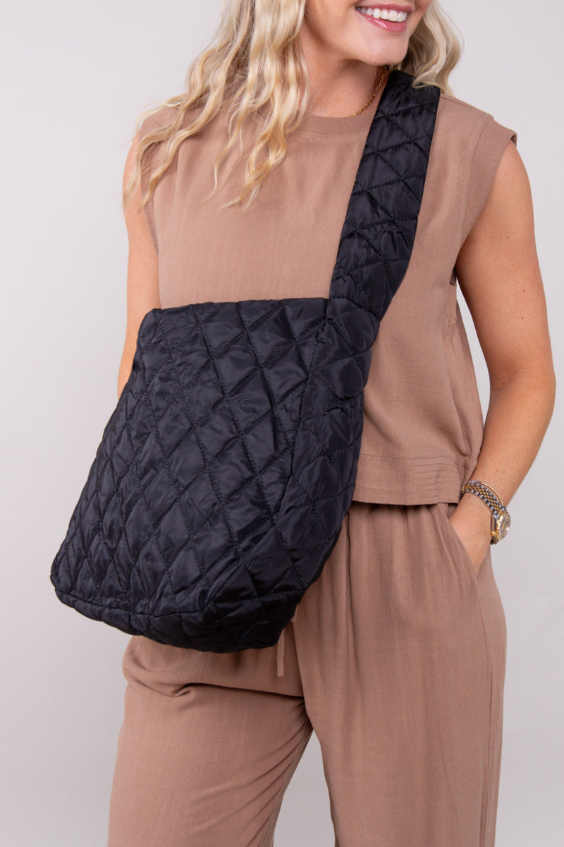 The Uptown Quilted Tote - Black