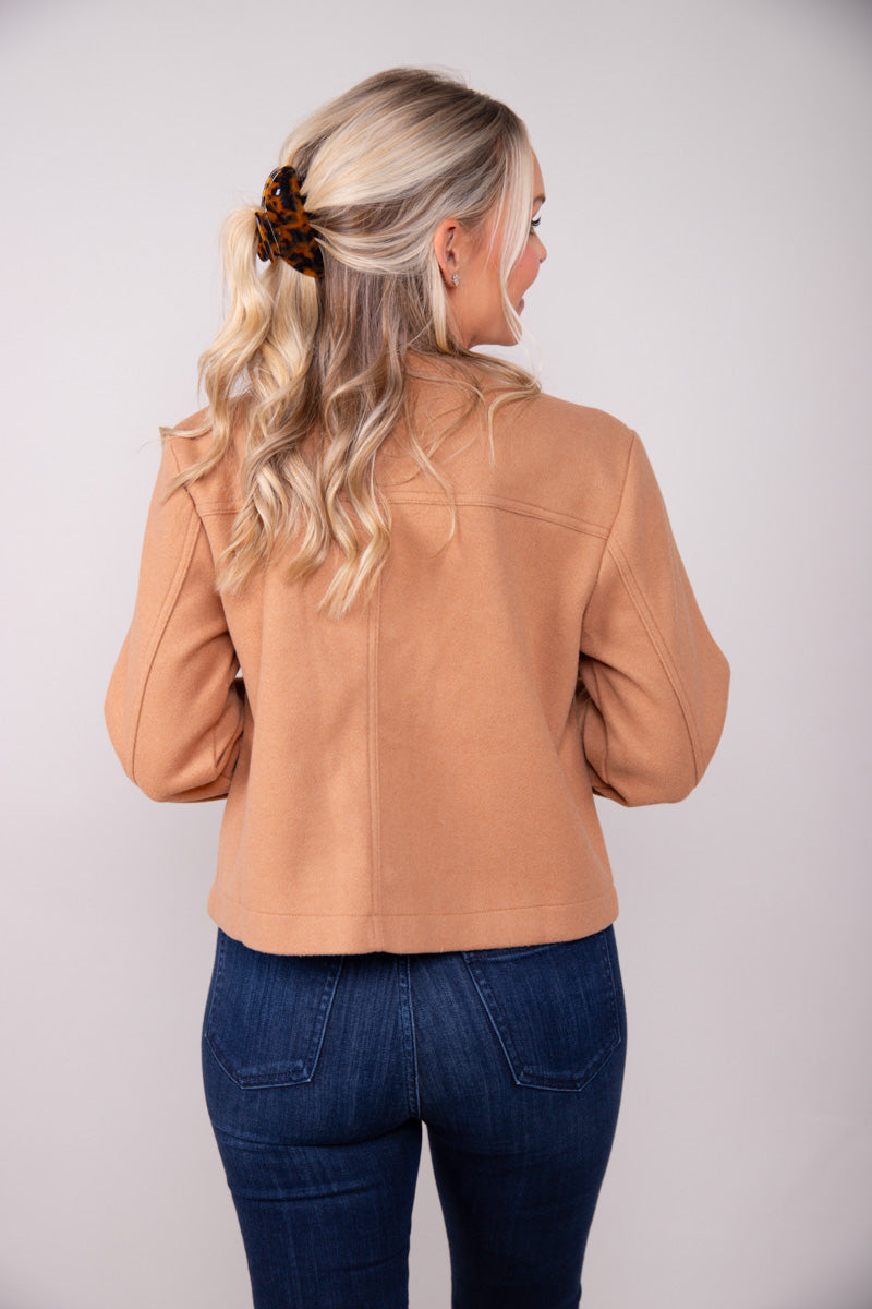 Luxe Button Jacket-Tan