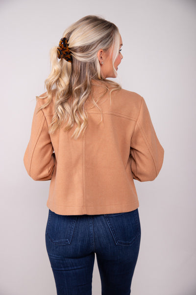 Luxe Button Jacket-Tan