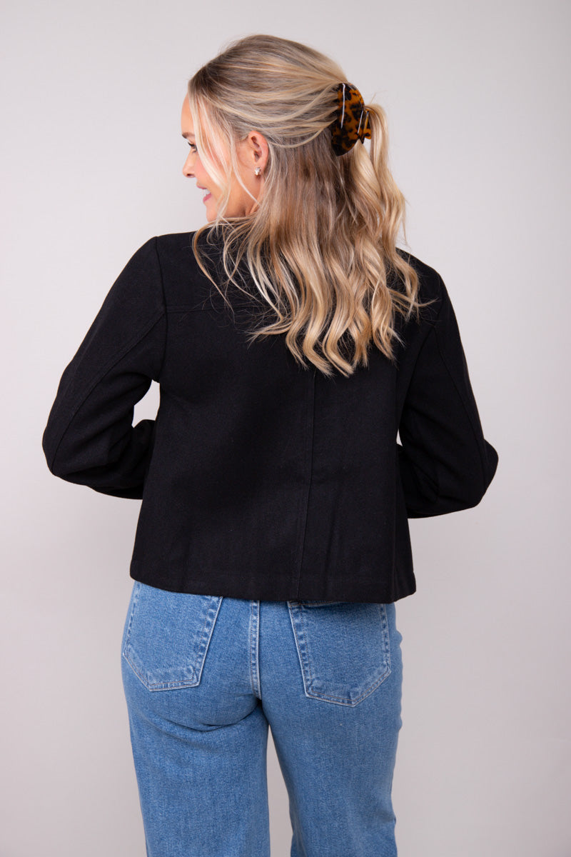 Luxe Button Jacket-Black