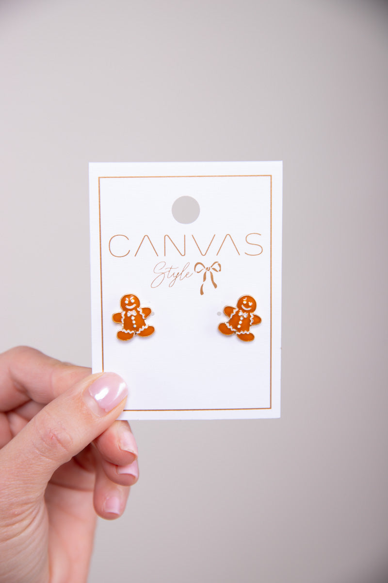 Gingerbread Men Enamel Stud Earrings